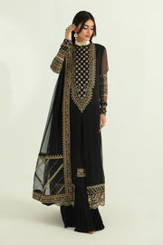 Luxury Embroidered Black Chiffon Pakistani Wedding Salwar Kameez Suit