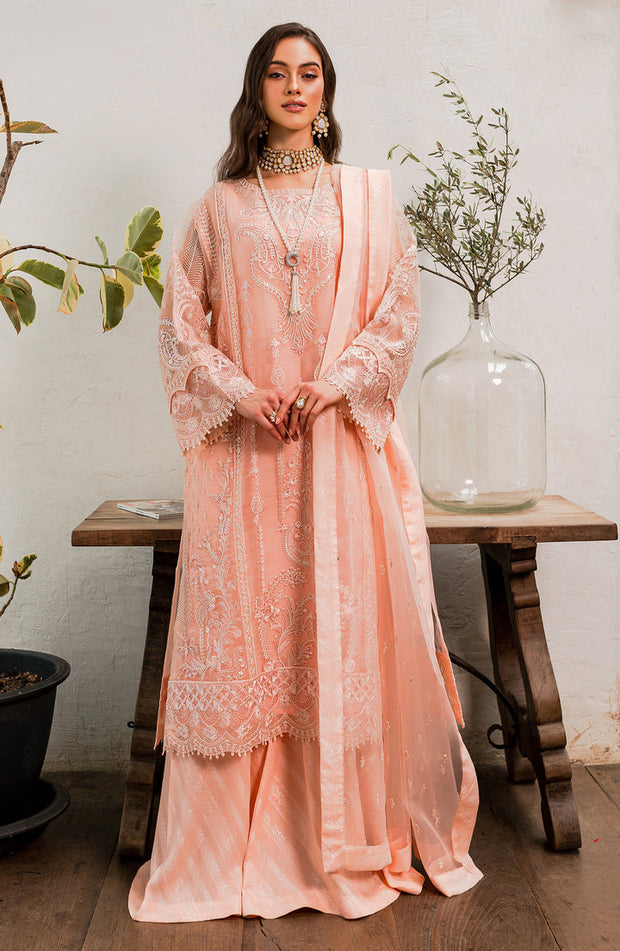 Luxury Embroidered Peach Pakistani Salwar Kameez Salwar Dupatta Suit