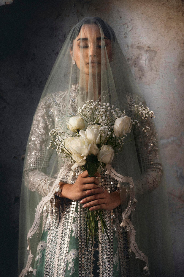 Ethereal Sage Green Pakistani Party Dress
