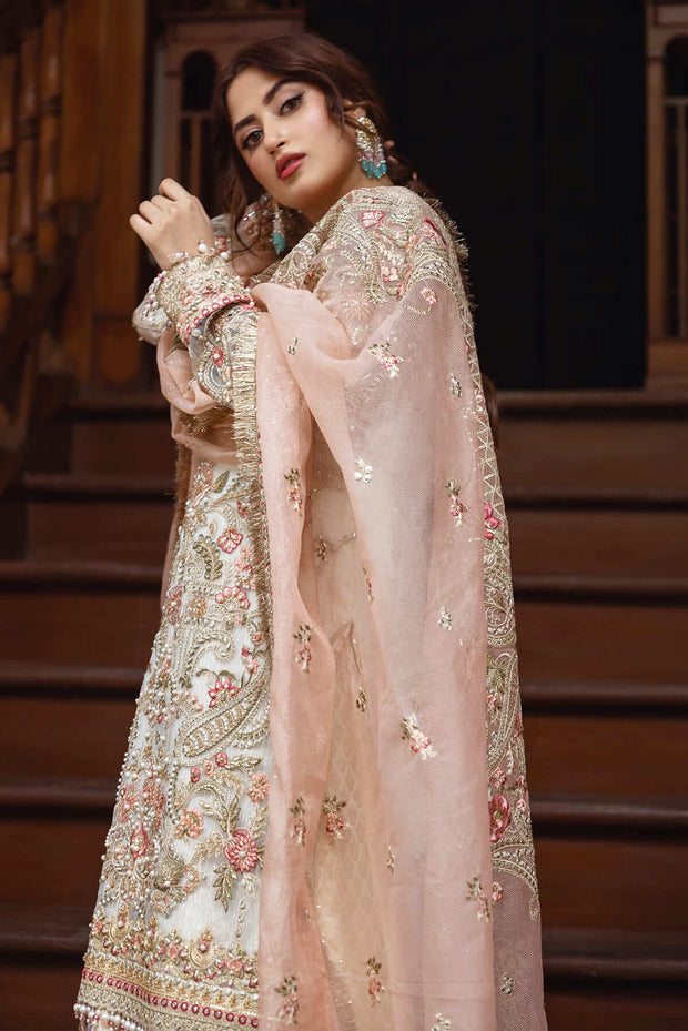 Luxury Ivory Kameez Gharara Embellished Pakistani Wedding Dress