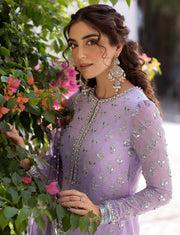 Luxury Lavender Embellished Pakistani Party Dress In Trouser Style