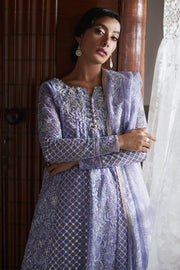 Luxury Lavender Embroidered Pakistani Wedding Dress in Pishwas Style 2023