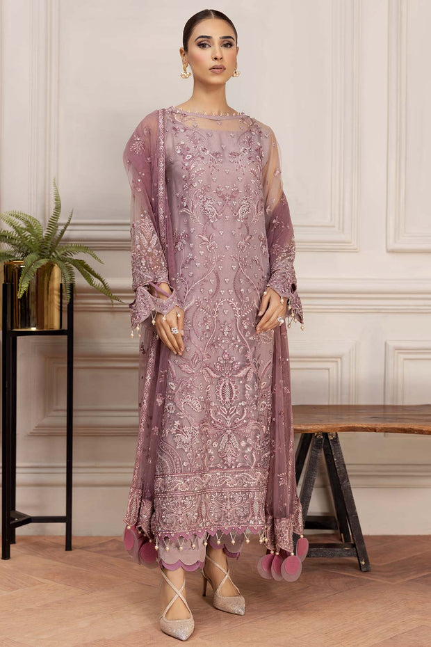 Luxury Lilac Chiffon Pakistani Salwar Kameez Embroidered Dupatta Suit