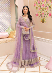 Luxury Lilac Embroidered Pakistani Wedding Dress in Pishwas Sharara Style