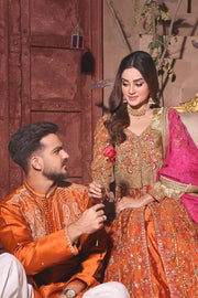 Luxury Mehndi Dress in Gown and Lehenga Style