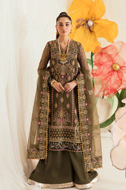 Luxury Mehndi Green Gown Style Embroidered Pakistani Wedding Dress