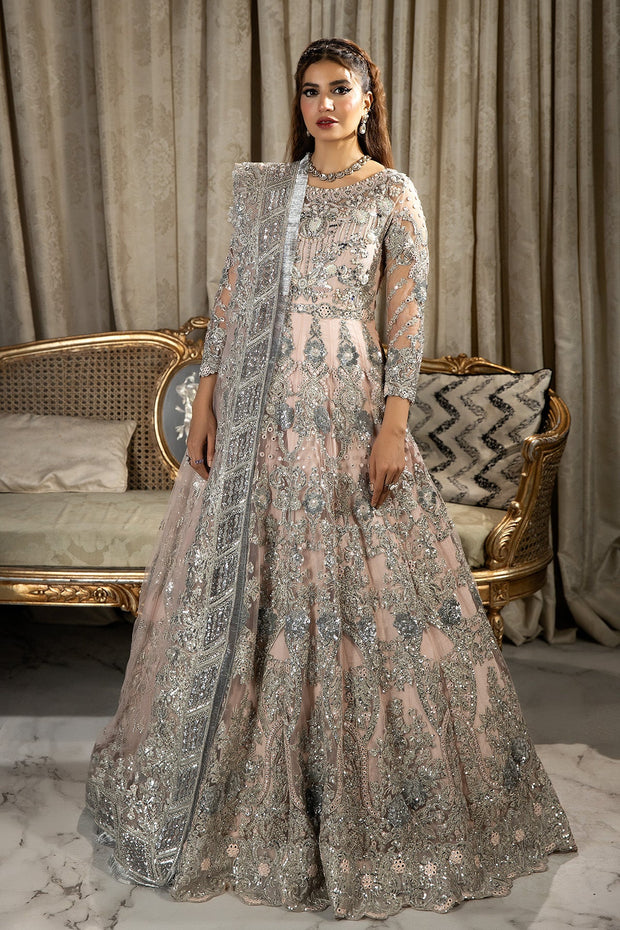 Luxury Pink Embroidered Pakistani Wedding Dress in Pishwas Frock Style 2023