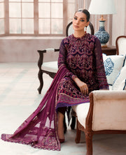 Luxury Purple Embroidered Pakistani Salwar Kameez Party Dress