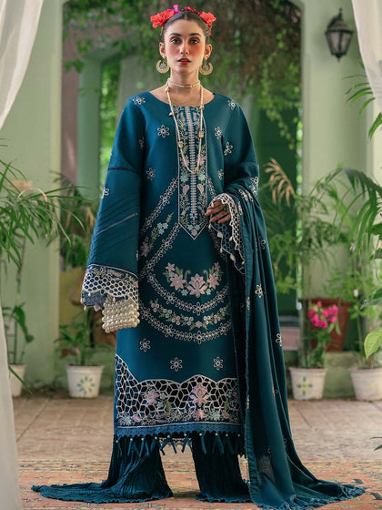 Luxury Sea Green Embroidered Pakistani Sharara Kameez Party Dress