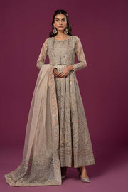 Luxury Silver Shade Maria B Embroidered Pakistani Party Dress