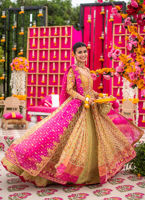 Luxury Magenta Shade Pakistani Bridal Dress in Kalidaar Style