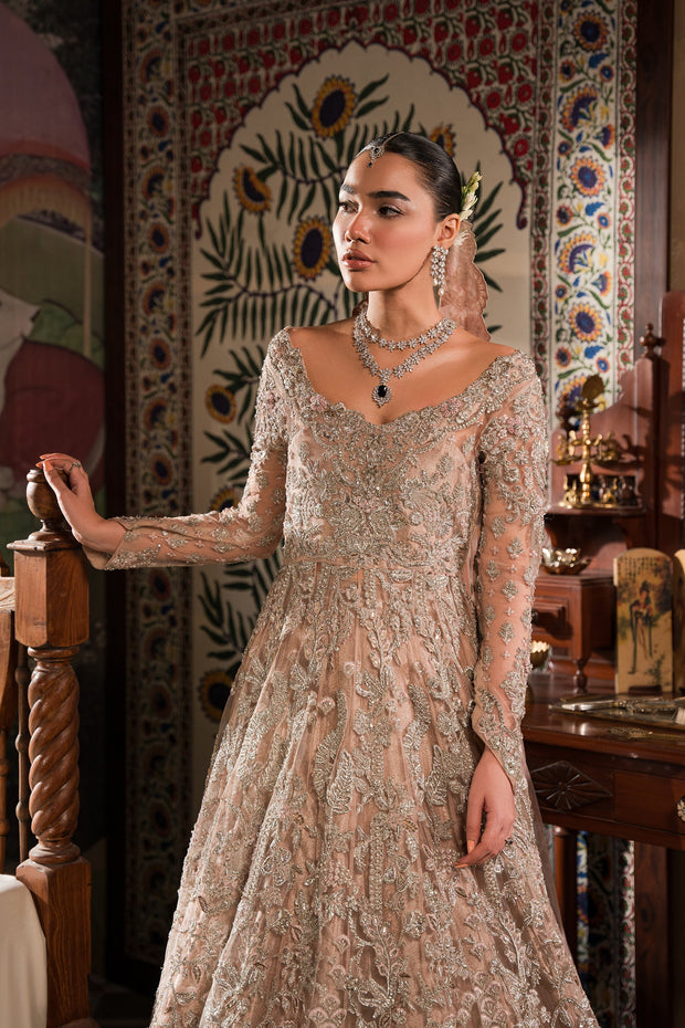 Luxury Pakistani Bridal Dress Dreamy Silver Bridal Pishwas
