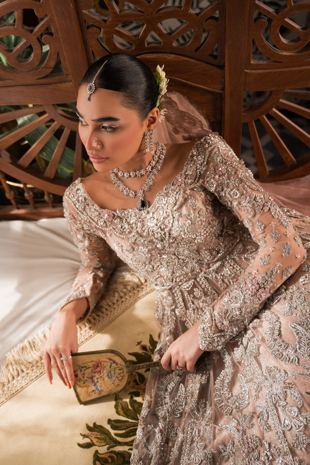 Luxury Pakistani Bridal Dress Silver Bridal Pishwas