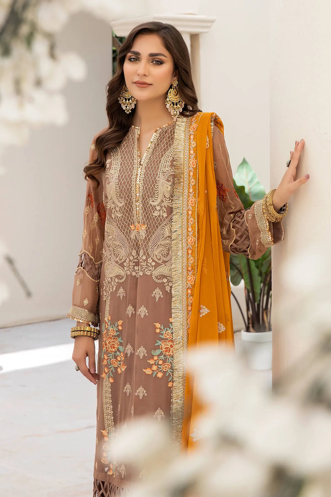 Embroidered Raw Silk Lehenga With Dupatta 82Eb
