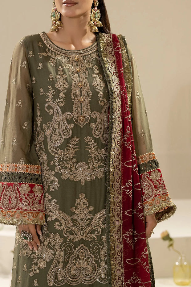 Embroidered Net Lehenga With Shawl