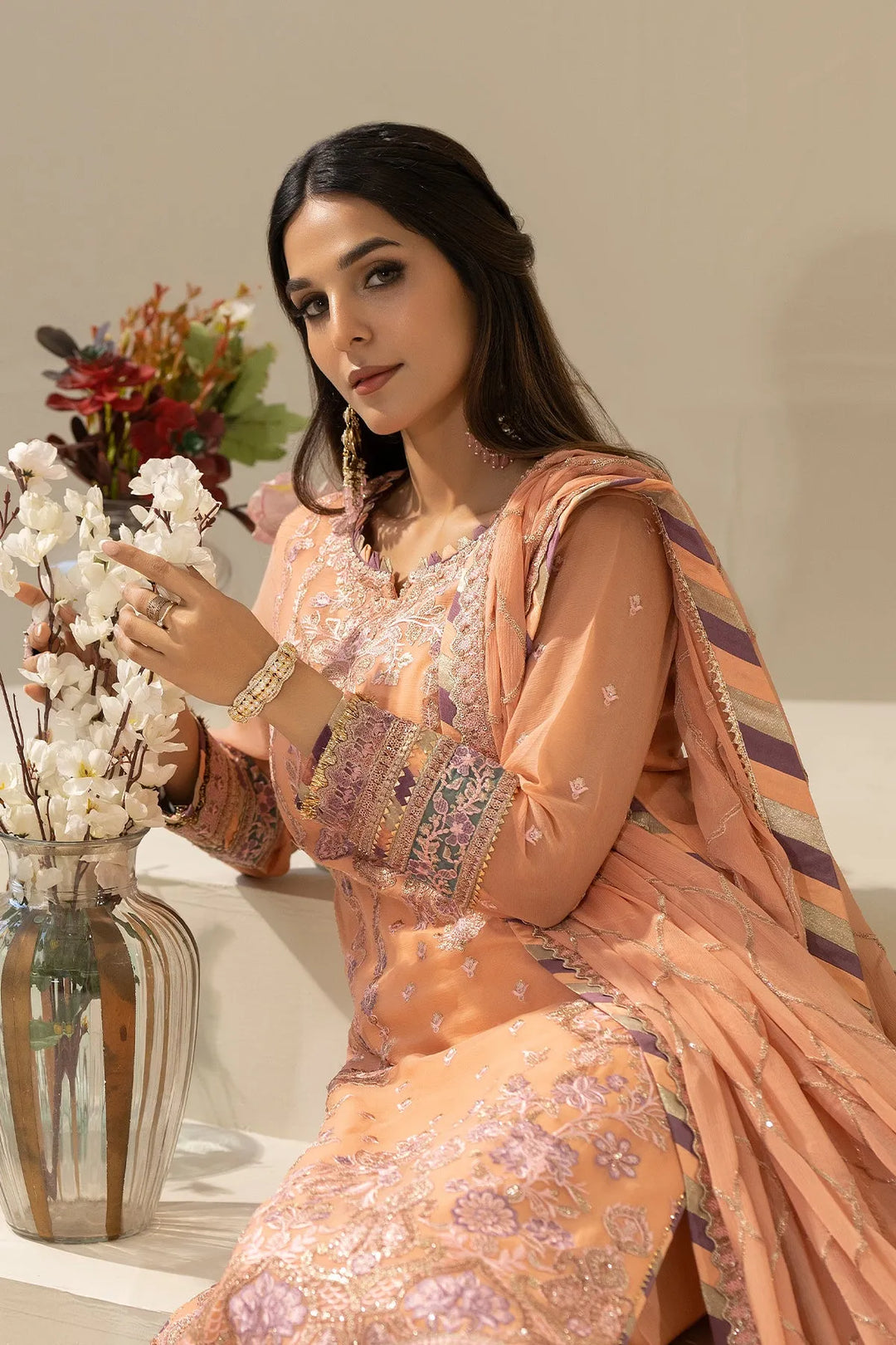 Festive Embroidered Organza Dress Set