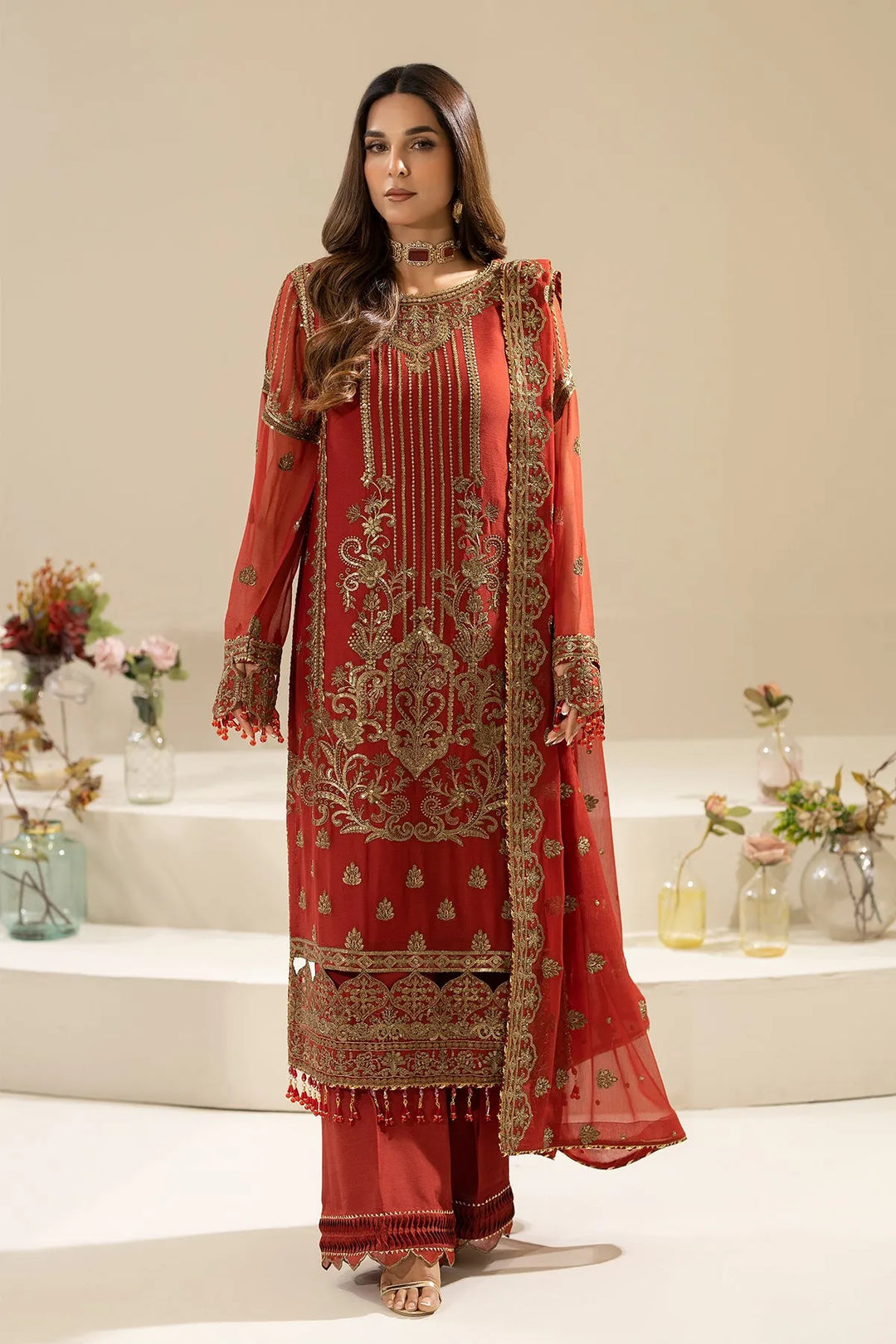 Festive Embroidered Viscose Silk Dress Set
