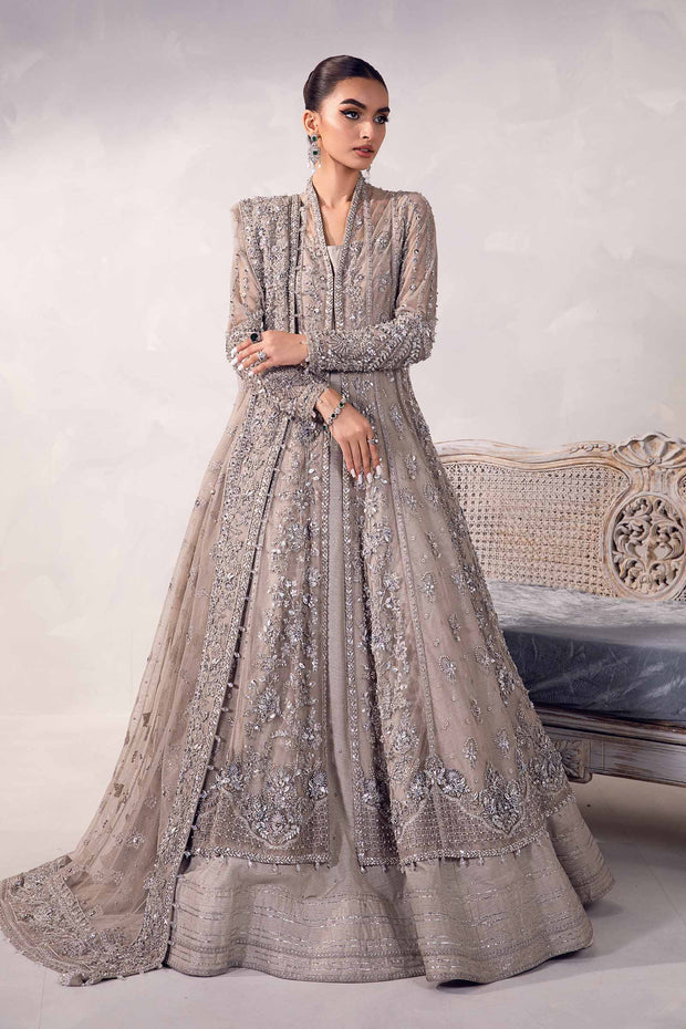 Elegant Embroidered Pakistani Wedding Outfit in Raw Silk