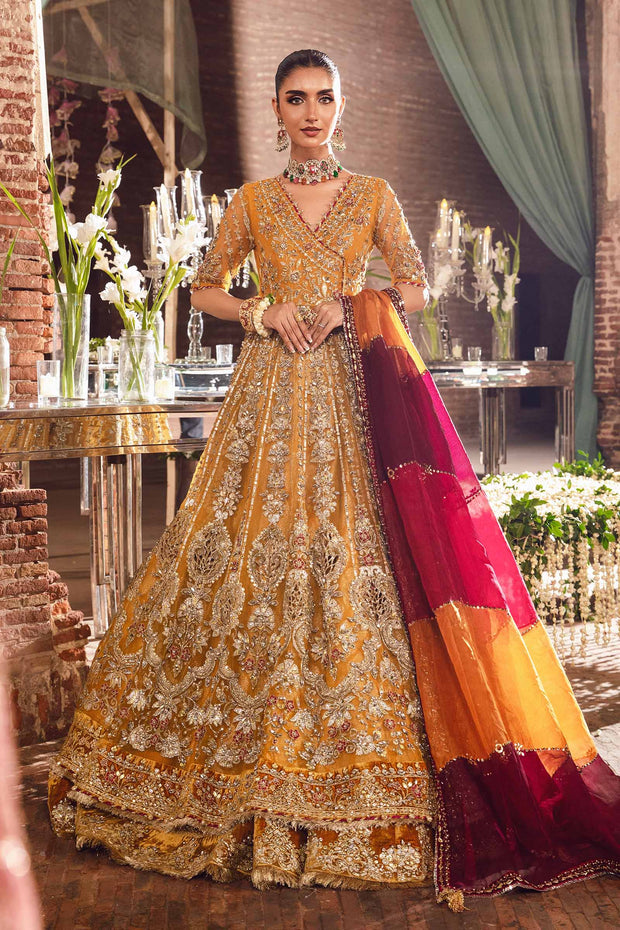 Stylish Embroidered Pakistani Bridal Dress in Organza