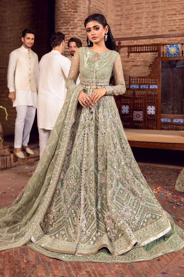 Elegant Embroidered Pakistani Bridal Outfit in Raw Silk