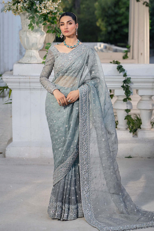 Stylish Pakistani Wedding Wear in Grey Ombre Color