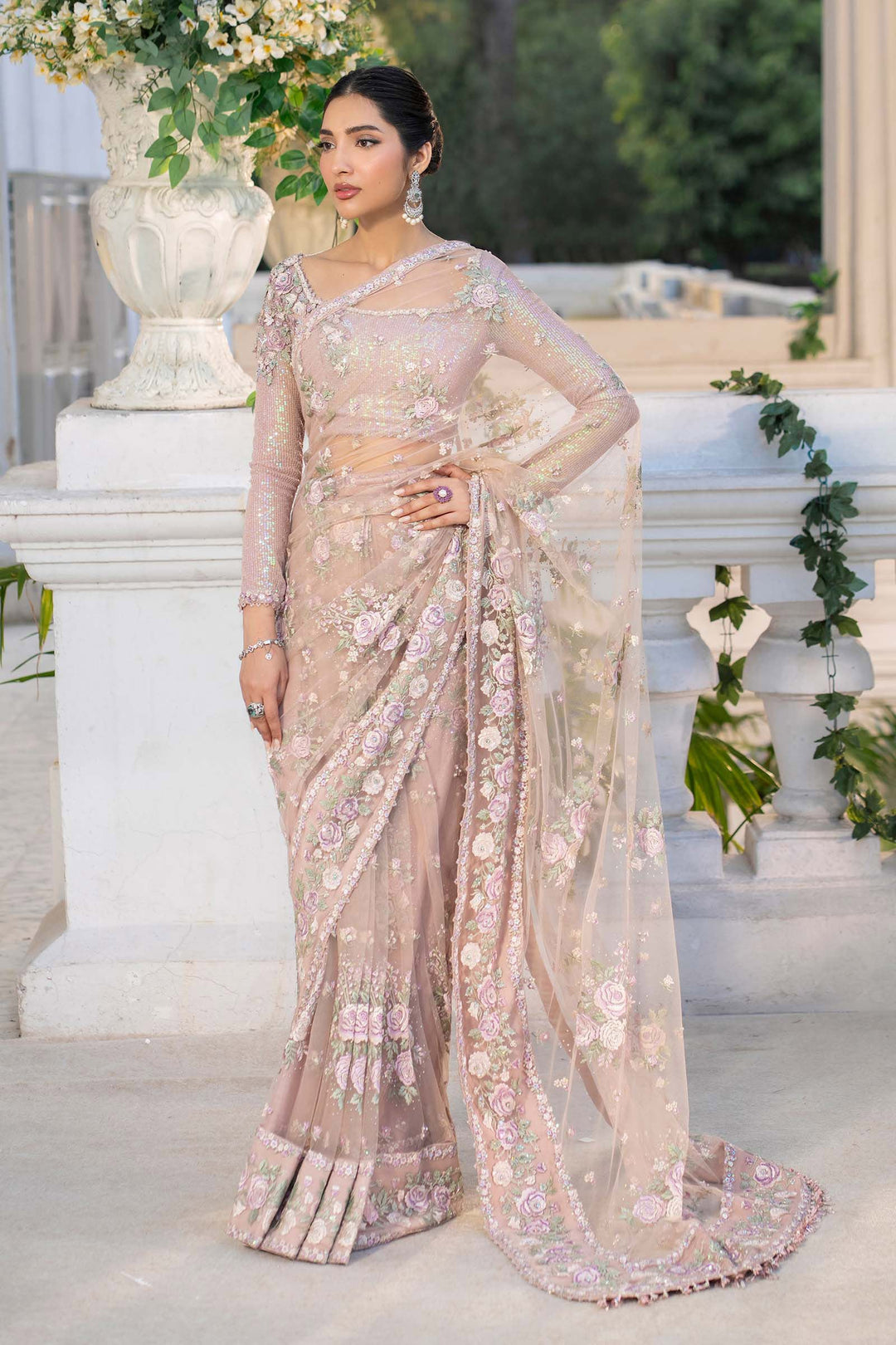 Latest Pakistani Bridal Wear in Blush Pink in Raw Silk