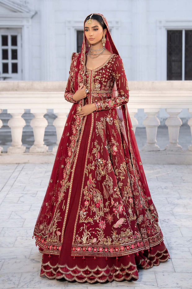 Elegant Embroidered Pakistani Bridal Outfit in Raw Silk