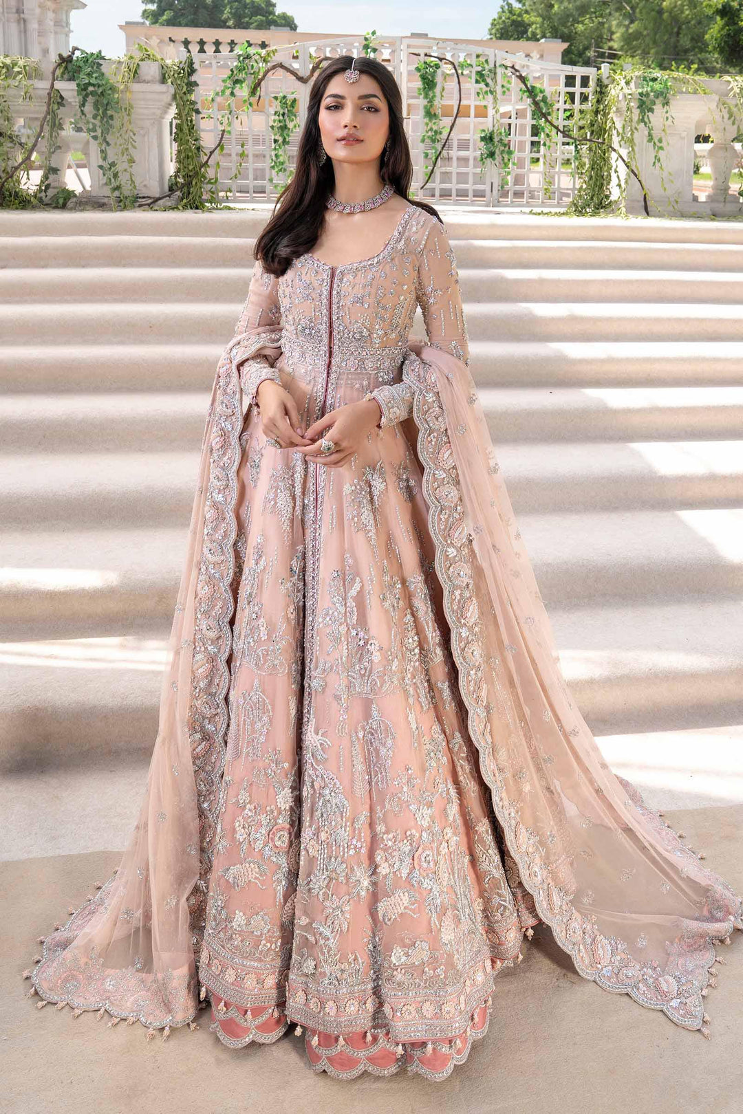 Elegant Embroidered Pakistani Bridal Wear in Net