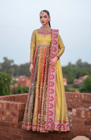 Fuchsia Embroidered Bridal Dress With Dupatta