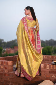Fuchsia Embroidered Bridal Dress With Dupatta