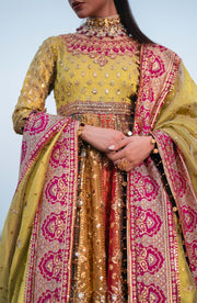 Fuchsia Embroidered Bridal Dress With Dupatta