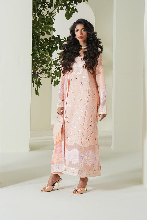 Cream Embroidered Lawn Ensemble Pakistani Designer Dress
