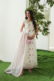 Off White Embroidered Lawn Ensemble Pakistani Designer Dress