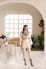 Off White Luxury Raw Silk Ensemble Pakistani Party Dress