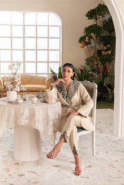 Off White Luxury Raw Silk Ensemble Pakistani Party Dress
