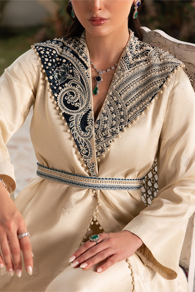 Off White Luxury Raw Silk Ensemble Pakistani Party Dress