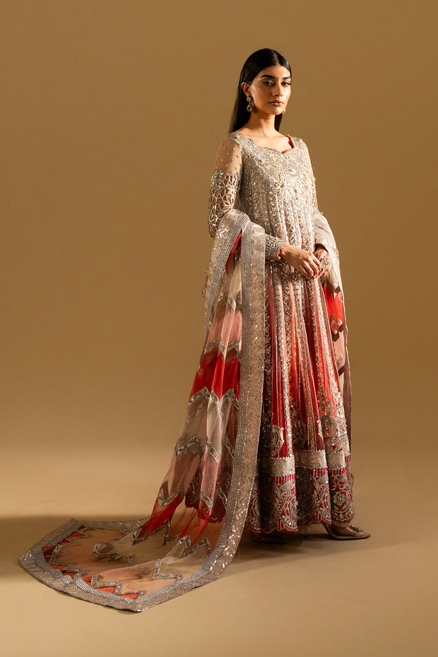 Silver Embroidered Net Ensemble Pakistani Party Dress