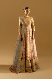 Gold Embroidered Net Gown Pakistani Party Dress
