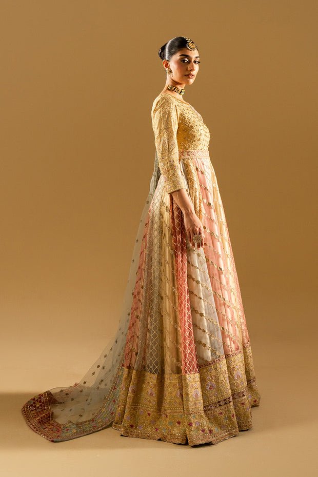Gold Embroidered Net Gown Pakistani Party Dress