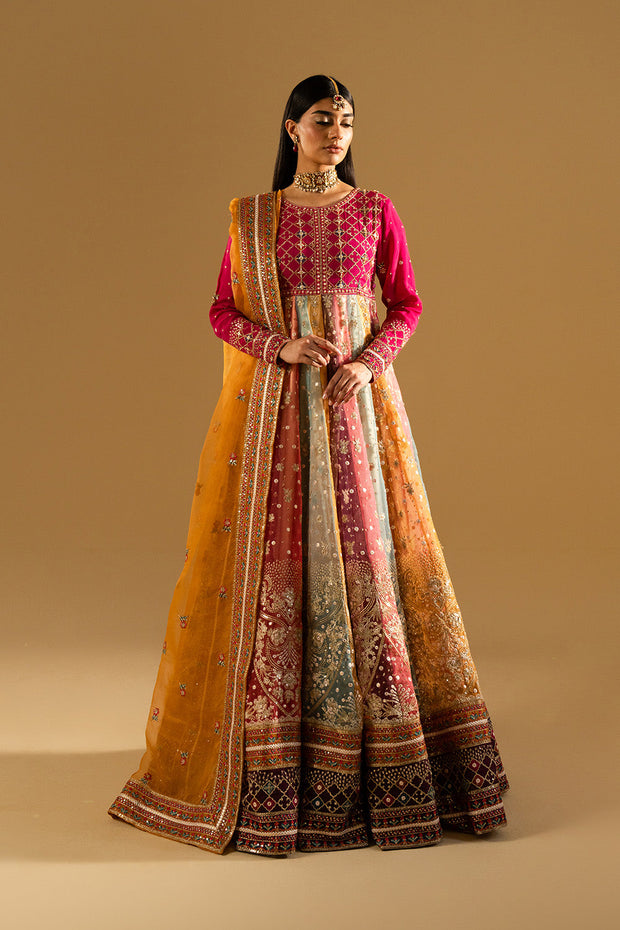 Olive Green Embroidered Organza Maxi Pakistani Dress