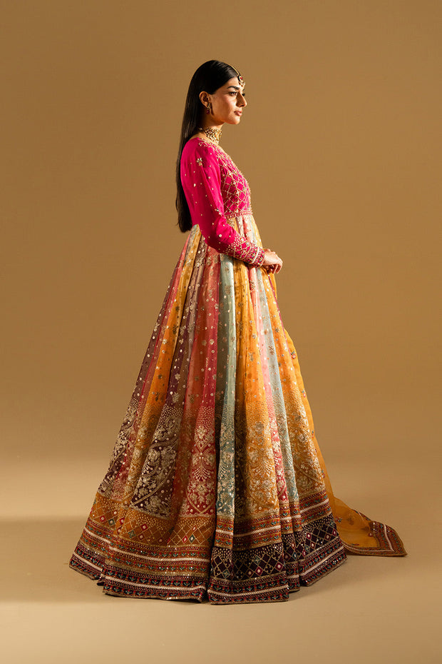 Olive Green Embroidered Organza Maxi Pakistani Dress