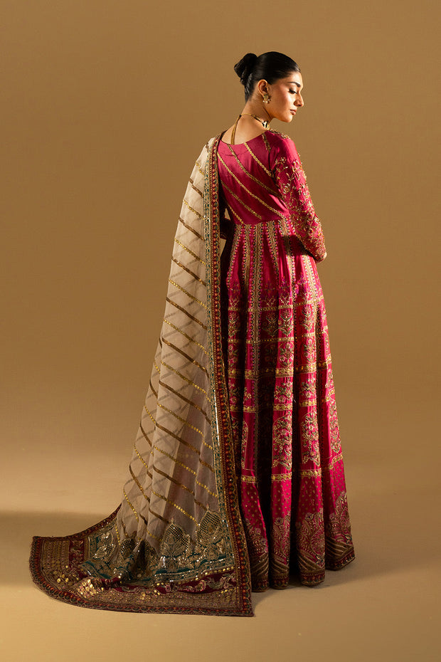 Maroon Luxury Organza Maxi Pakistani Party Dress