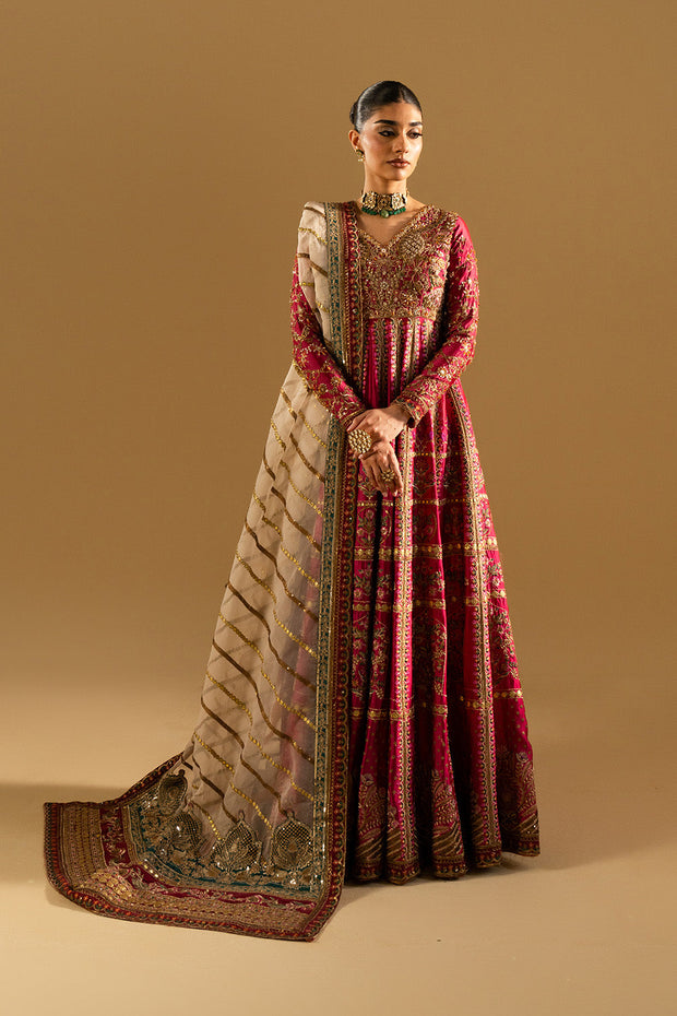 Maroon Luxury Organza Maxi Pakistani Party Dress