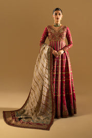 Maroon Luxury Organza Maxi Pakistani Party Dress