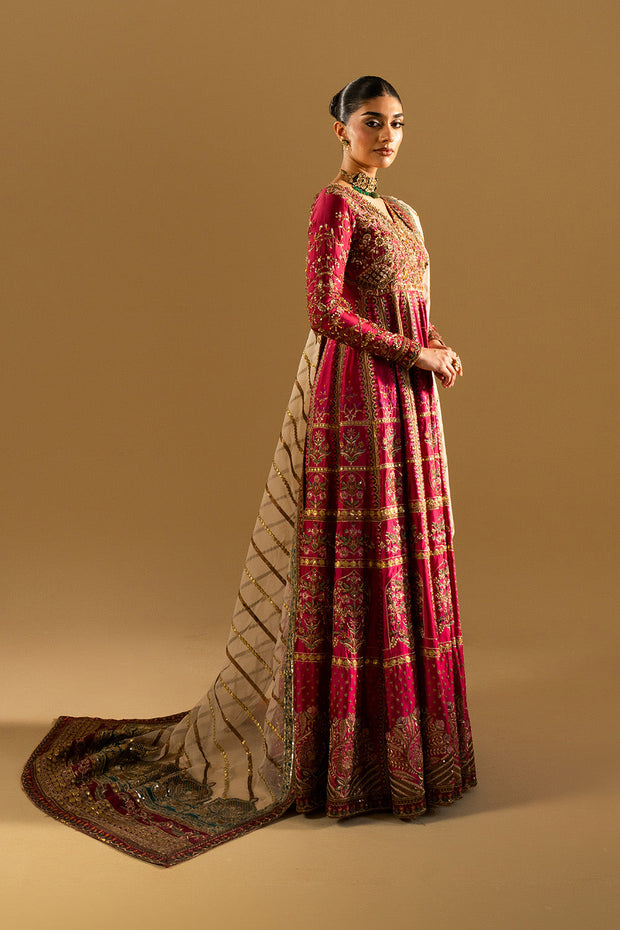 Maroon Luxury Organza Maxi Pakistani Party Dress