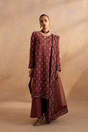 Grey Embroidered Raw Silk Ensemble With Dupatta Pakistani Party