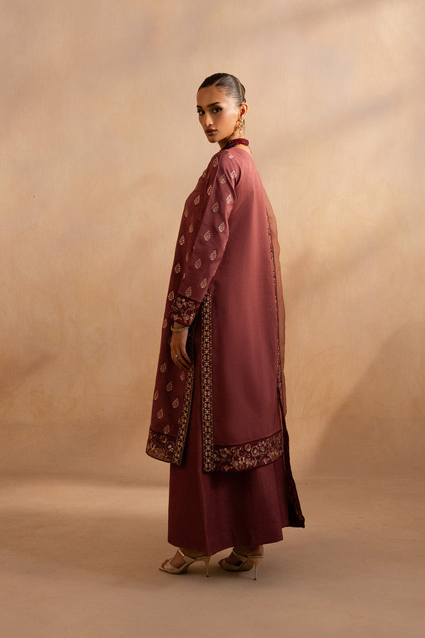 Grey Embroidered Raw Silk Ensemble With Dupatta Pakistani Party