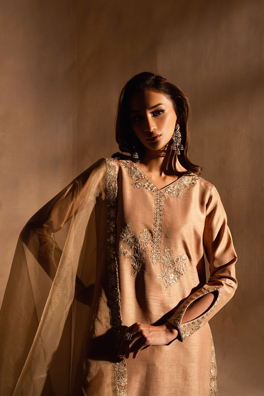 Grey Embroidered Ensemble Pakistani Designer Dress