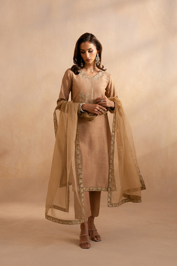 Grey Embroidered Ensemble Pakistani Designer Dress