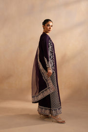 Violet Silk Embroidered Ensemble With Dupatta